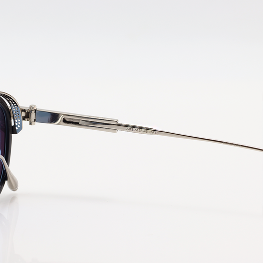 AKONI - INFINITY - Silver Blue - Metal - Oval - Double Bridge - Sunglasses