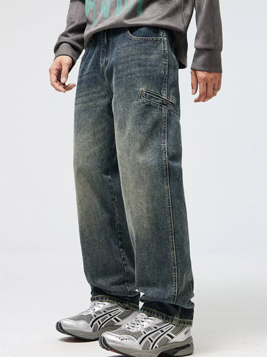 Relaxed-fit jeans in dark French blue with zip fly and front pockets