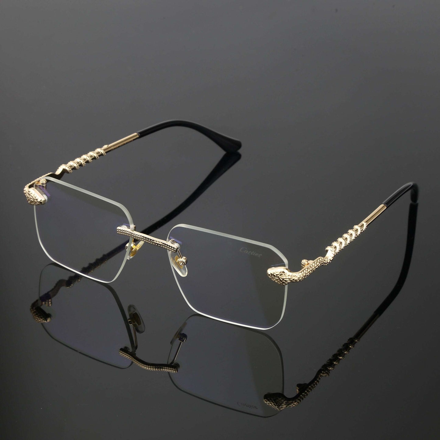 Cartier Gold Reptile Rimless Optic Frame | Wearluxurys - Wearluxurys