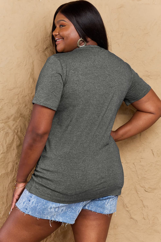 Dark gray cotton T-shirt with crew neck and short sleeves
