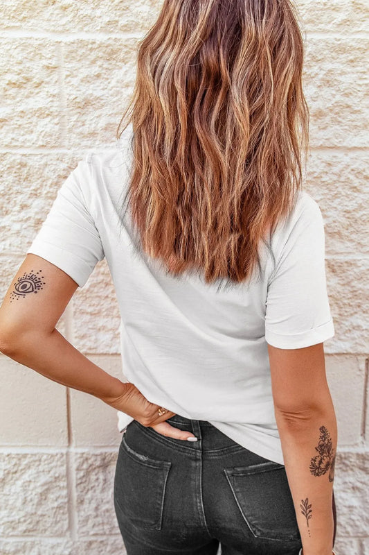 White crewneck T-shirt, plain back view
