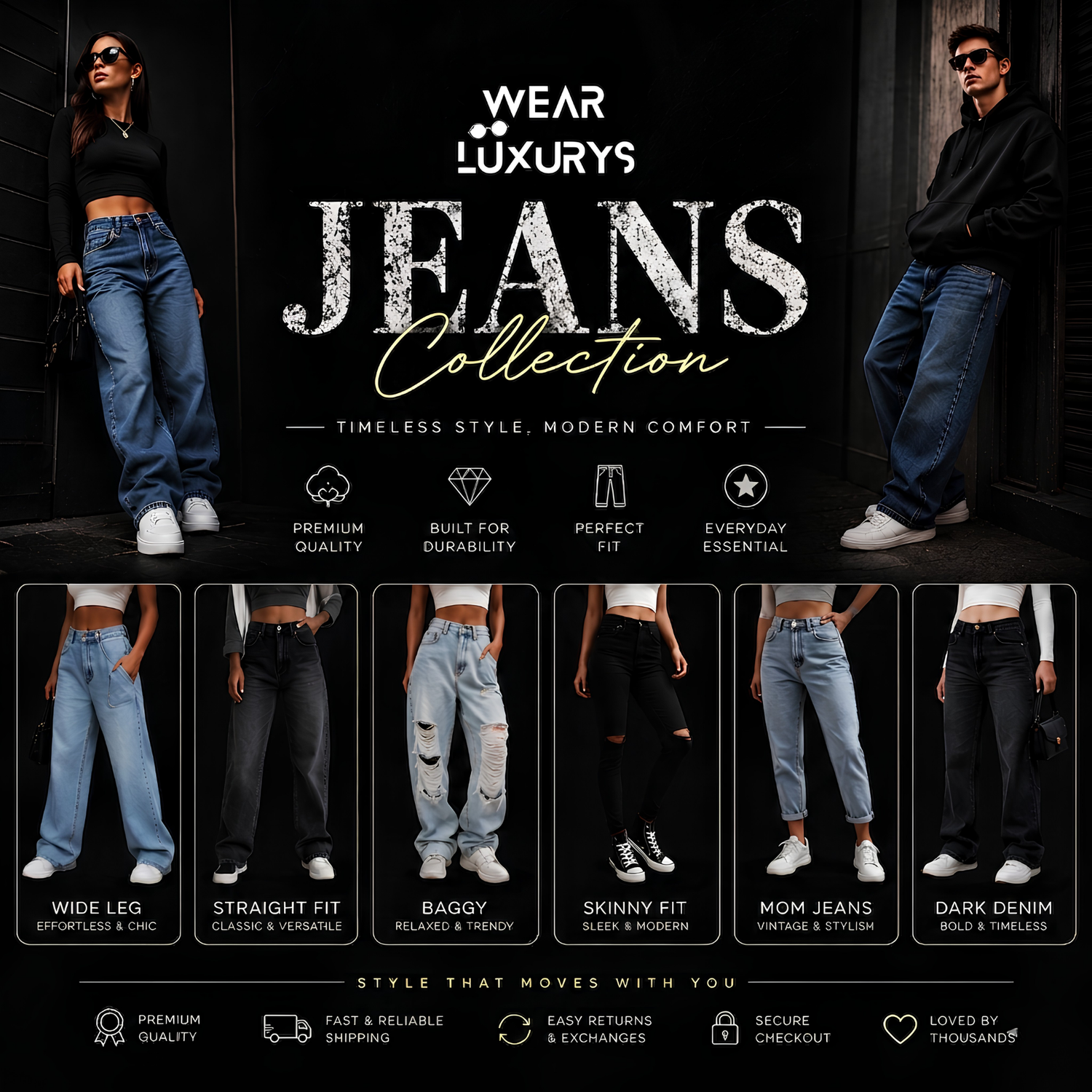 Wearluxurys Jeans Collection | Trendy Denim for Men & Women
