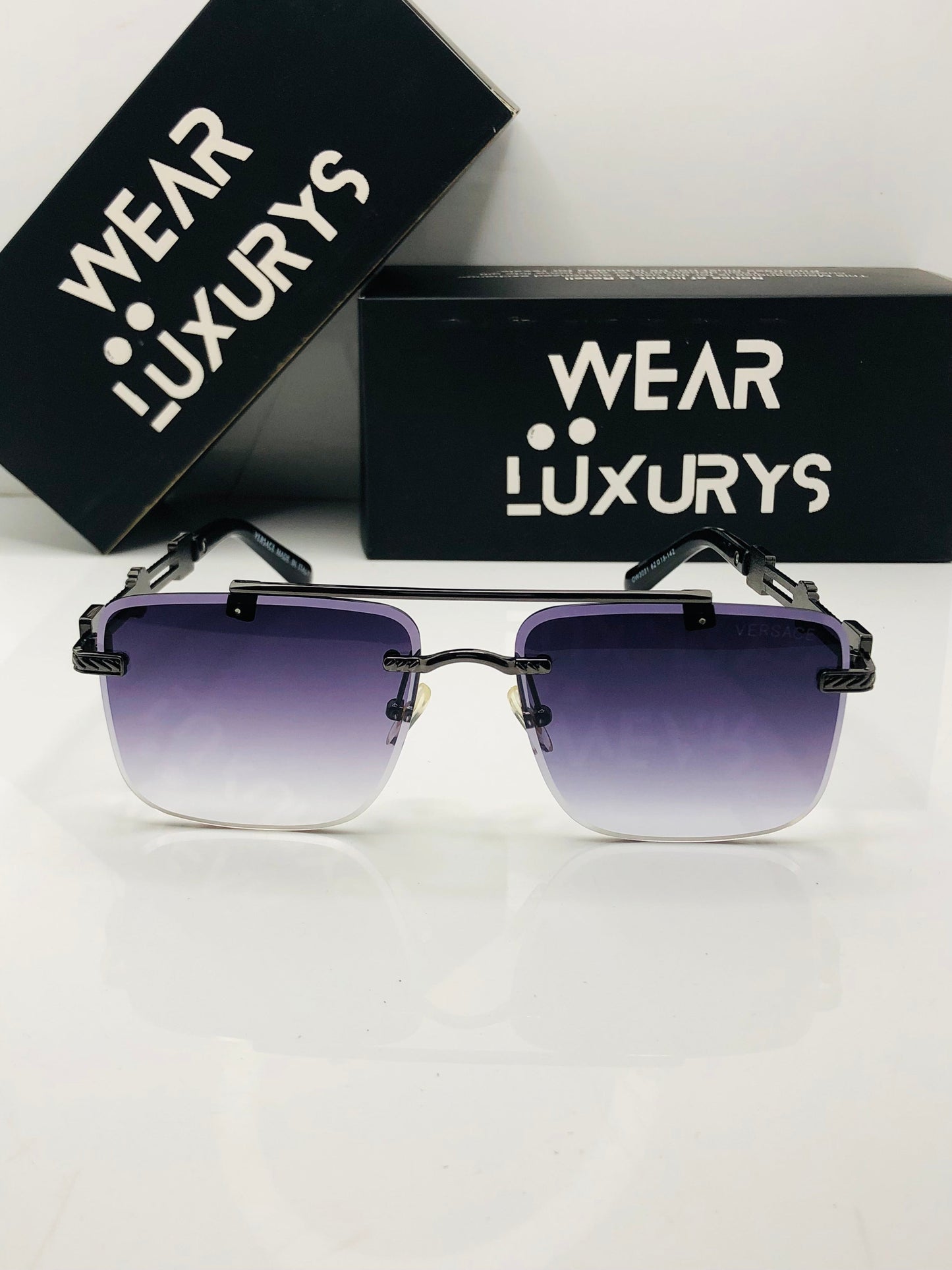 Versace sexy Rimless sunglasses | Wearluxurys - Wearluxurys