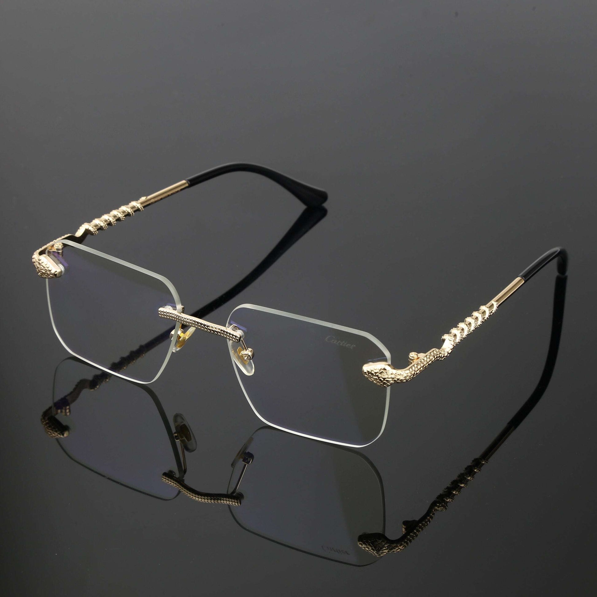 Cartier Gold Reptile Rimless Optic Frame | Wearluxurys - Wearluxurys