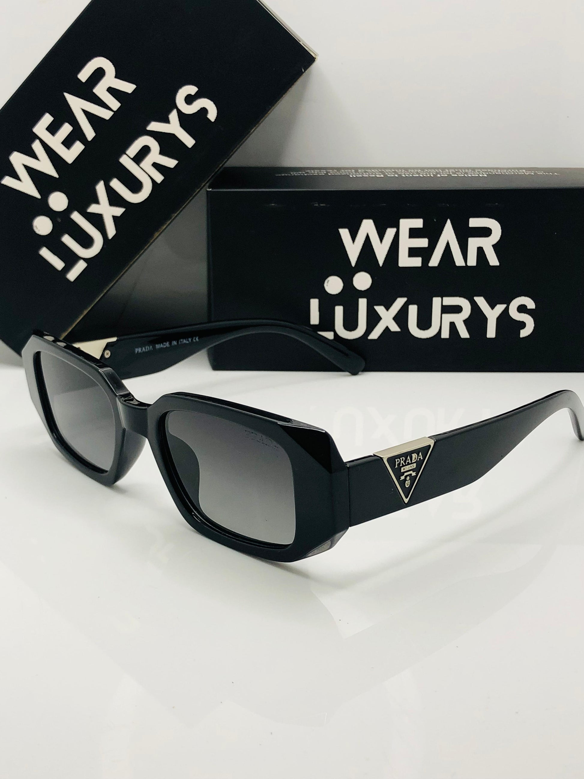 Prada rectangle with Triangle Logo Sunglasses | Wearluxurys  99.99