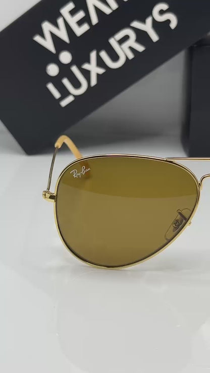 Rayban Aviator Sunglasses | Golden / Brown